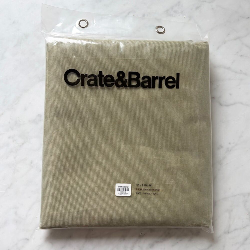 Crate & Barrel Large Patio Umbrella Cover 16" x 79" Green New SKU 628-542